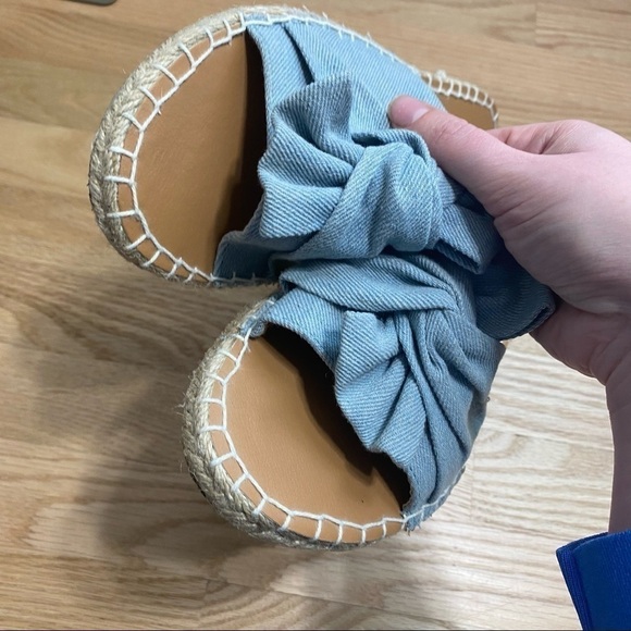 Olivia Miller Denim Knot Slide Sandals Sz 9 Open Toe Blue Women’s - Picture 5 of 7